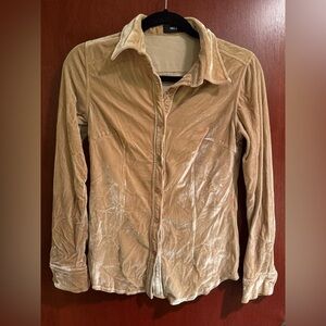 Uniq Velvet Button Up Blouse Sz S